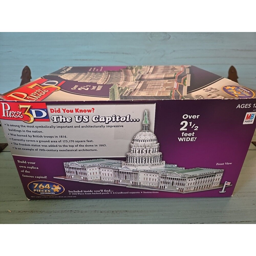 2005 Milton Bradley 3D United States US Capitol Jigsaw Puzzle Vintage Puzz 3D - Picture 2 of 10